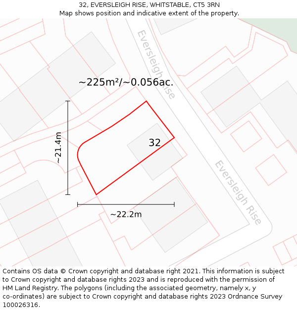 32, EVERSLEIGH RISE, WHITSTABLE, CT5 3RN: Plot and title map