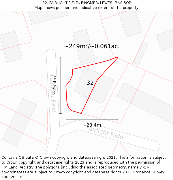 32, FAIRLIGHT FIELD, RINGMER, LEWES, BN8 5QP: Plot and title map