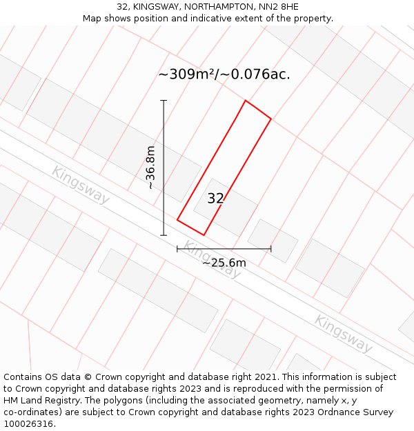 32, KINGSWAY, NORTHAMPTON, NN2 8HE: Plot and title map