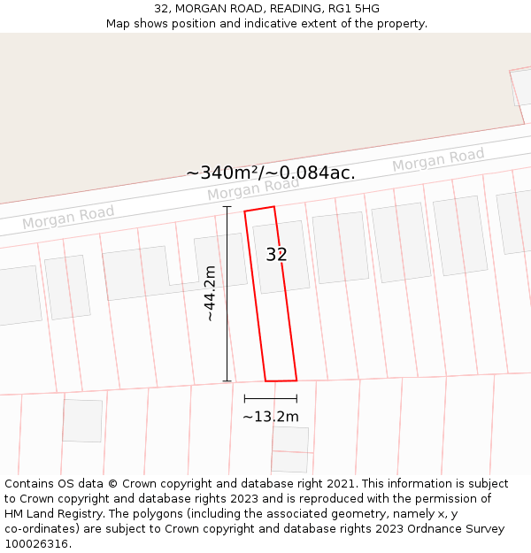 32, MORGAN ROAD, READING, RG1 5HG: Plot and title map