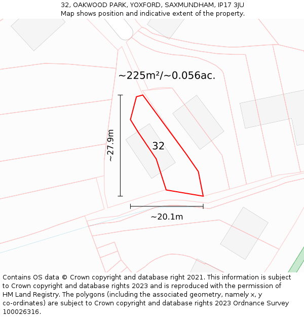 32, OAKWOOD PARK, YOXFORD, SAXMUNDHAM, IP17 3JU: Plot and title map