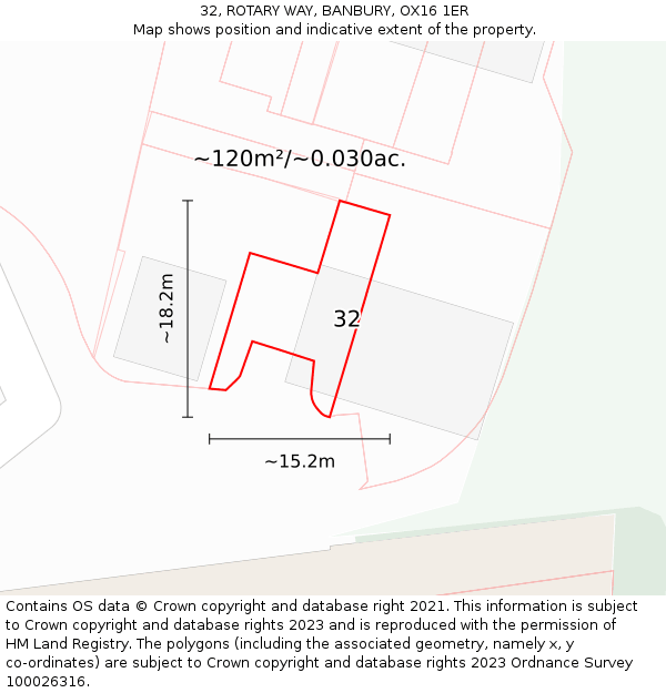 32, ROTARY WAY, BANBURY, OX16 1ER: Plot and title map