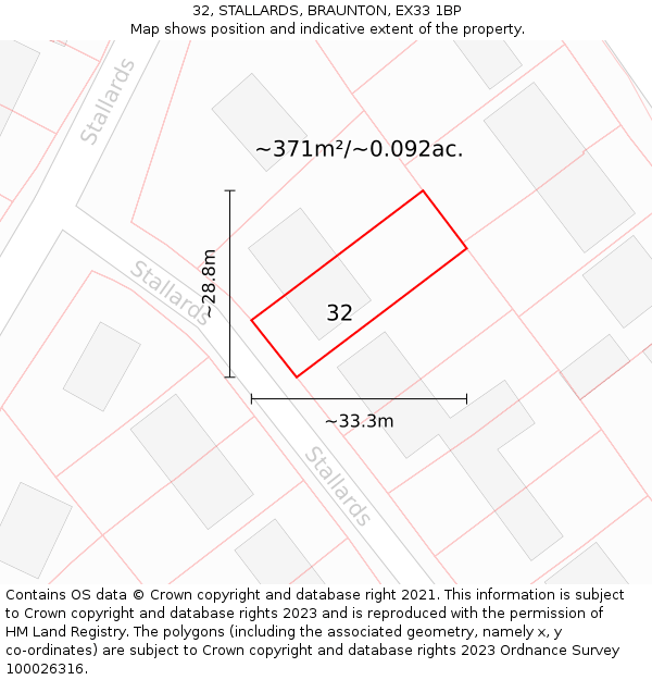 32, STALLARDS, BRAUNTON, EX33 1BP: Plot and title map