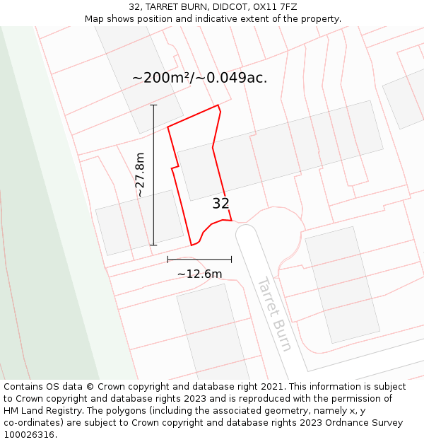 32, TARRET BURN, DIDCOT, OX11 7FZ: Plot and title map