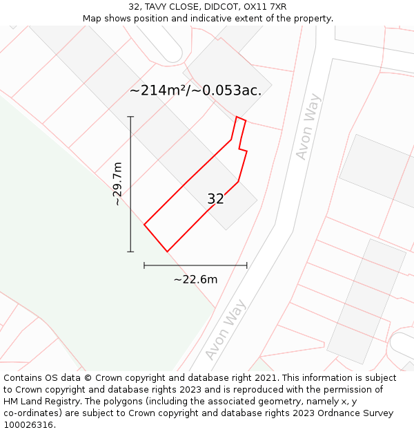32, TAVY CLOSE, DIDCOT, OX11 7XR: Plot and title map