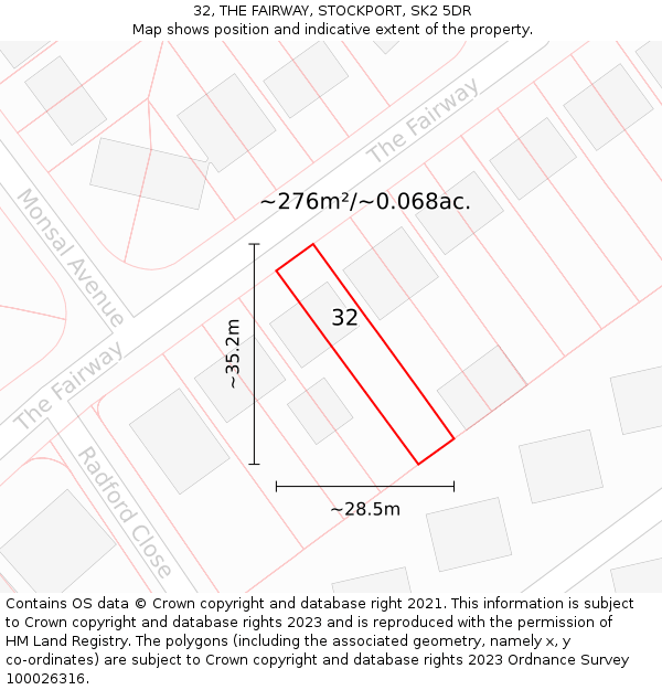 32, THE FAIRWAY, STOCKPORT, SK2 5DR: Plot and title map