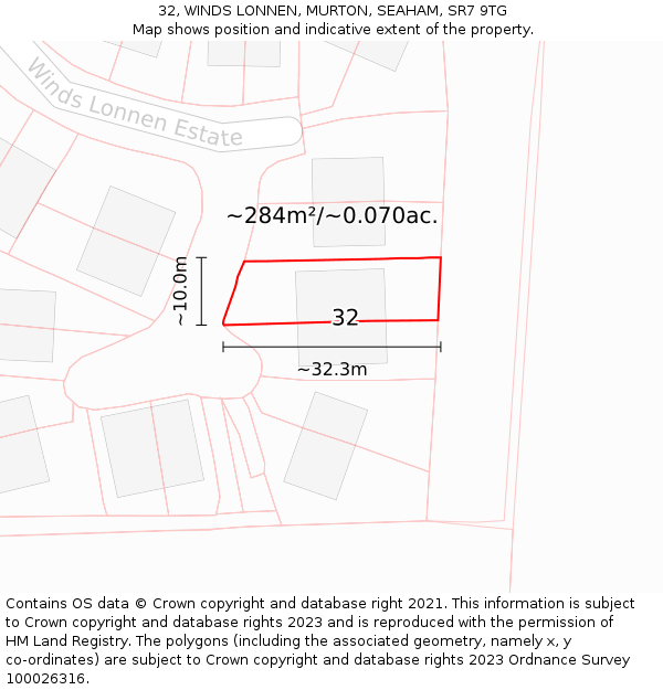 32, WINDS LONNEN, MURTON, SEAHAM, SR7 9TG: Plot and title map