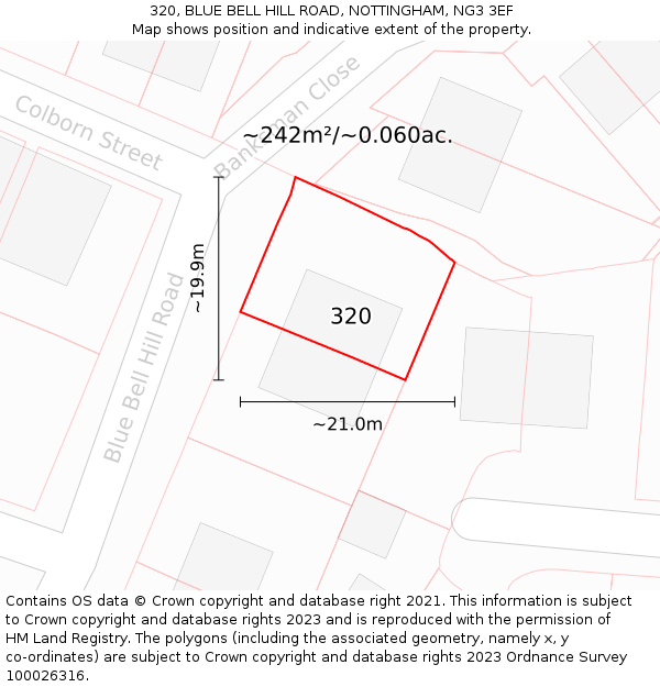 320, BLUE BELL HILL ROAD, NOTTINGHAM, NG3 3EF: Plot and title map