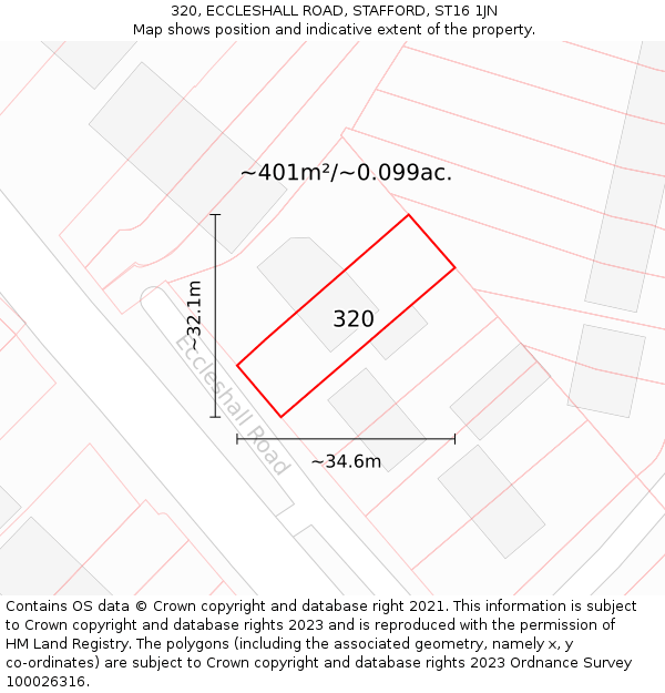 320, ECCLESHALL ROAD, STAFFORD, ST16 1JN: Plot and title map