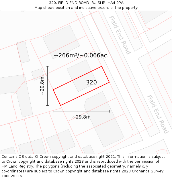 320, FIELD END ROAD, RUISLIP, HA4 9PA: Plot and title map