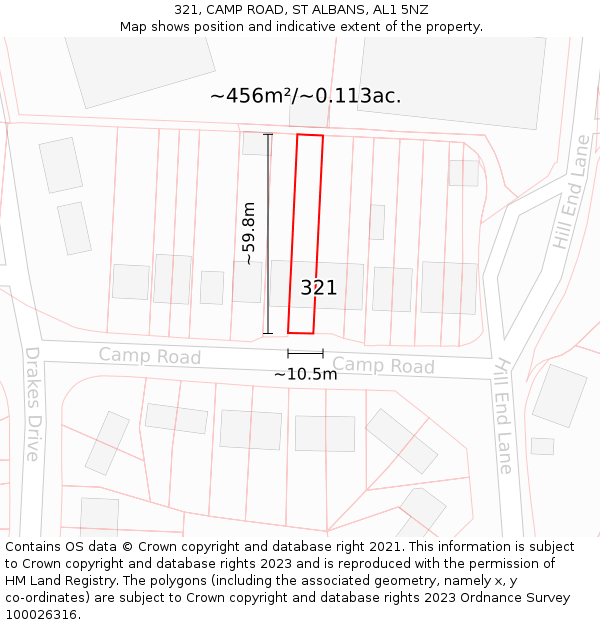 321, CAMP ROAD, ST ALBANS, AL1 5NZ: Plot and title map