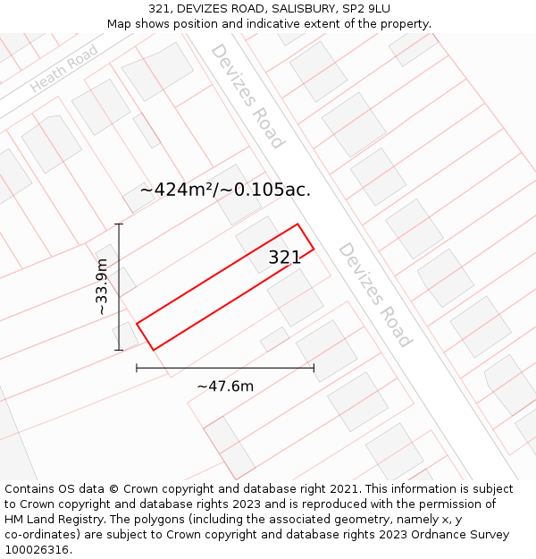 321, DEVIZES ROAD, SALISBURY, SP2 9LU: Plot and title map