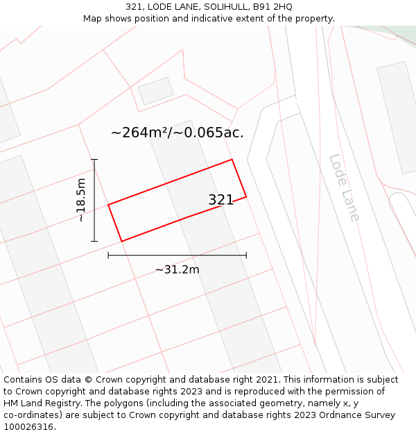 321, LODE LANE, SOLIHULL, B91 2HQ: Plot and title map