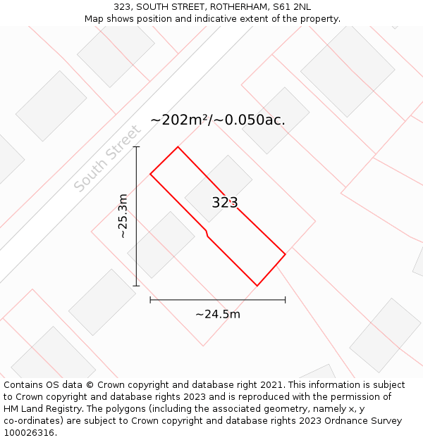 323, SOUTH STREET, ROTHERHAM, S61 2NL: Plot and title map
