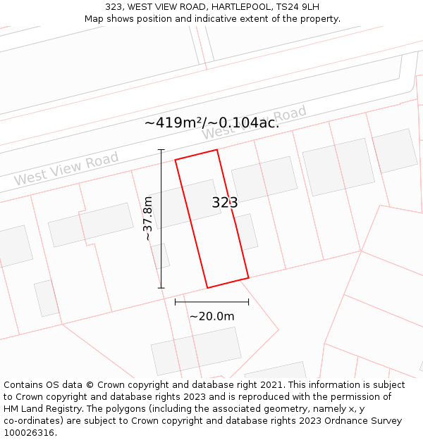 323, WEST VIEW ROAD, HARTLEPOOL, TS24 9LH: Plot and title map