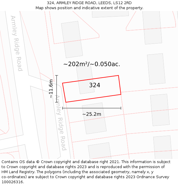 324, ARMLEY RIDGE ROAD, LEEDS, LS12 2RD: Plot and title map