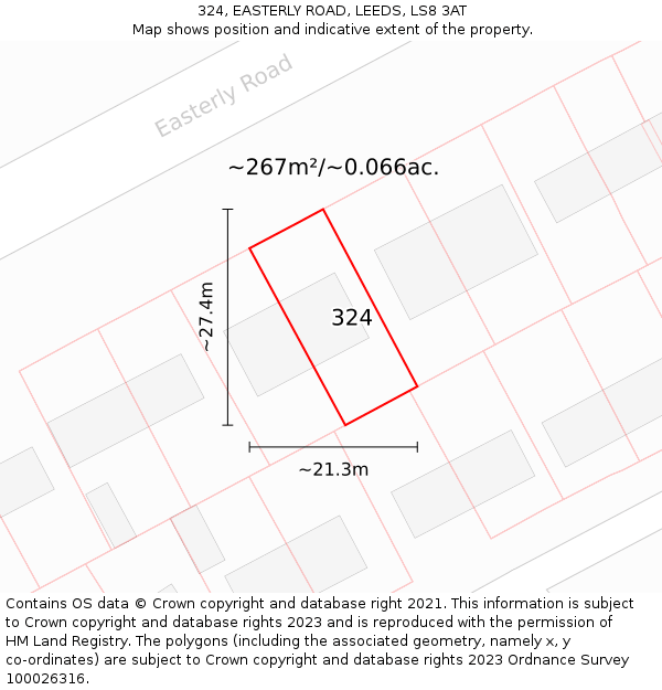 324, EASTERLY ROAD, LEEDS, LS8 3AT: Plot and title map