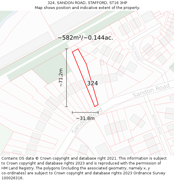 324, SANDON ROAD, STAFFORD, ST16 3HP: Plot and title map