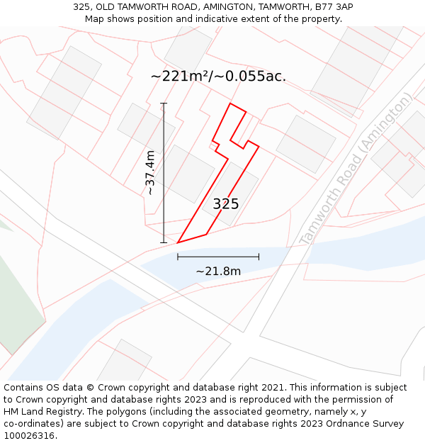 325, OLD TAMWORTH ROAD, AMINGTON, TAMWORTH, B77 3AP: Plot and title map
