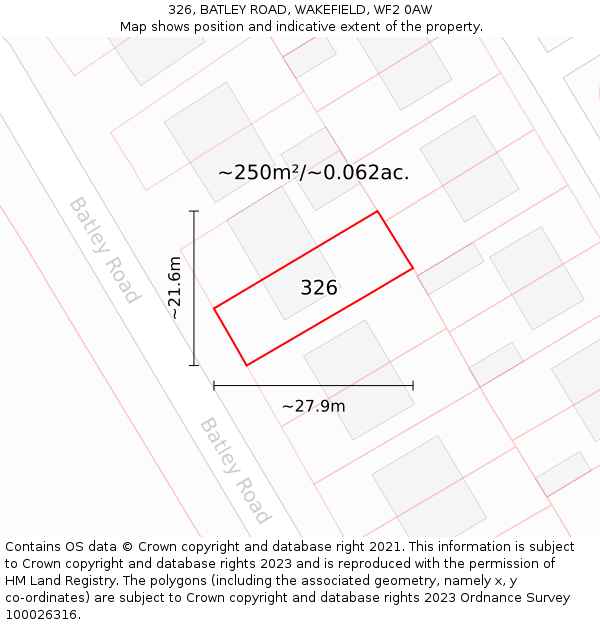 326, BATLEY ROAD, WAKEFIELD, WF2 0AW: Plot and title map