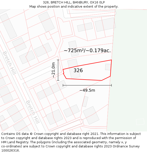 326, BRETCH HILL, BANBURY, OX16 0LP: Plot and title map