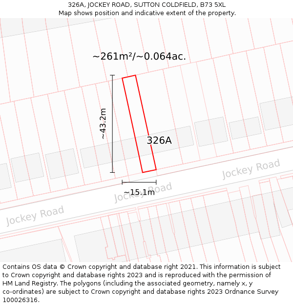 326A, JOCKEY ROAD, SUTTON COLDFIELD, B73 5XL: Plot and title map