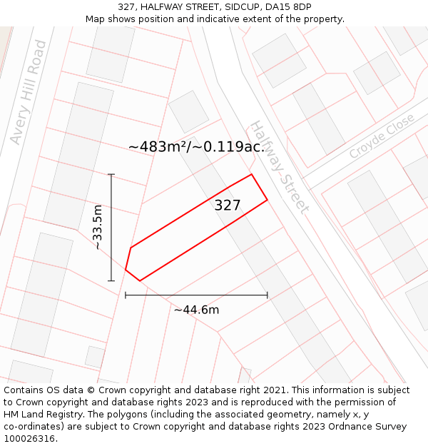 327, HALFWAY STREET, SIDCUP, DA15 8DP: Plot and title map