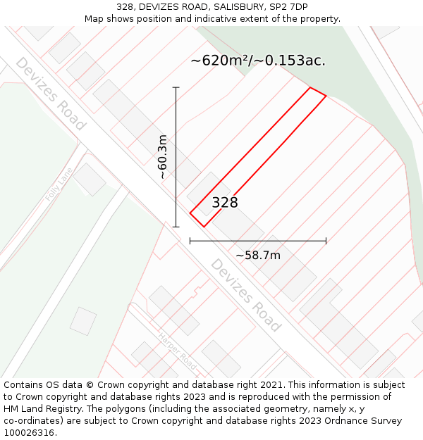328, DEVIZES ROAD, SALISBURY, SP2 7DP: Plot and title map