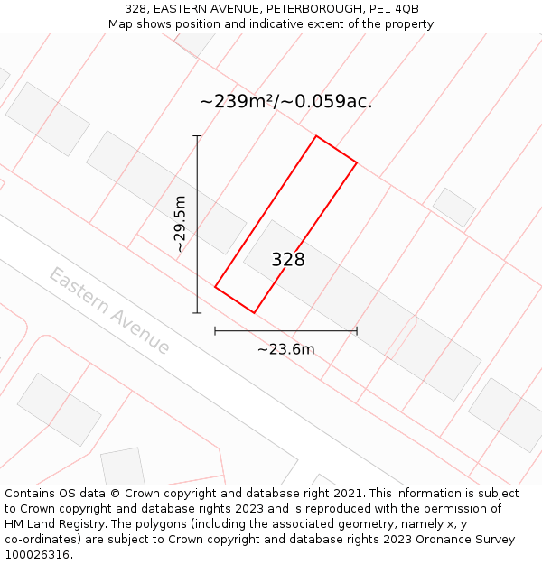 328, EASTERN AVENUE, PETERBOROUGH, PE1 4QB: Plot and title map