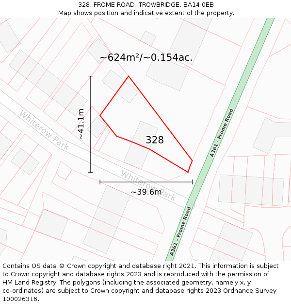 328, FROME ROAD, TROWBRIDGE, BA14 0EB: Plot and title map