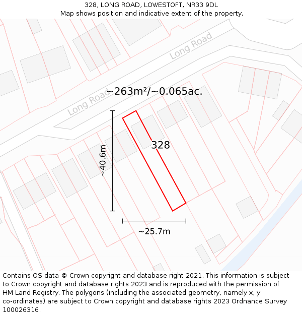 328, LONG ROAD, LOWESTOFT, NR33 9DL: Plot and title map