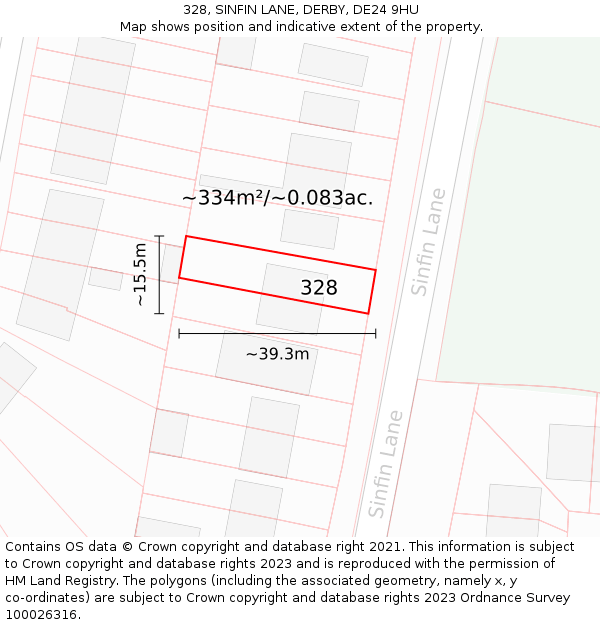 328, SINFIN LANE, DERBY, DE24 9HU: Plot and title map