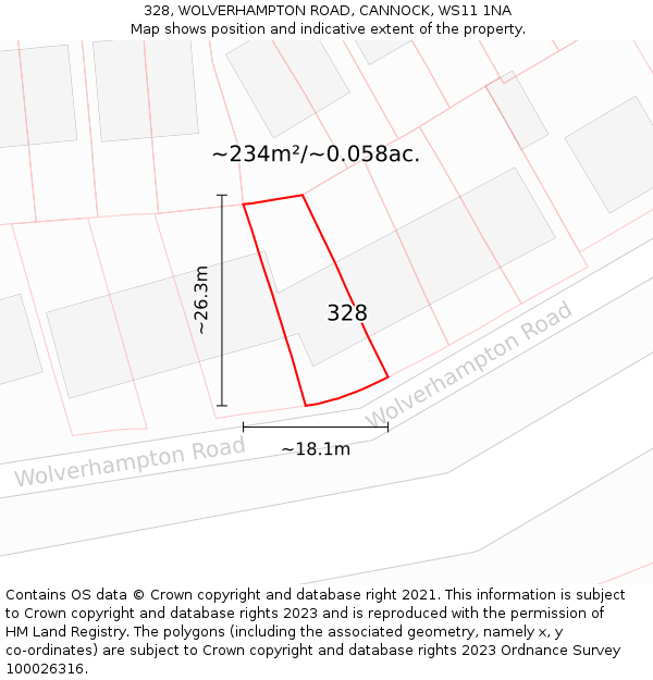 328, WOLVERHAMPTON ROAD, CANNOCK, WS11 1NA: Plot and title map