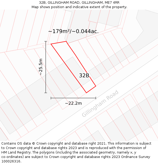 32B, GILLINGHAM ROAD, GILLINGHAM, ME7 4RR: Plot and title map