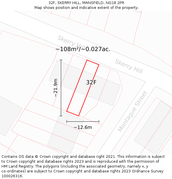 32F, SKERRY HILL, MANSFIELD, NG18 2PR: Plot and title map