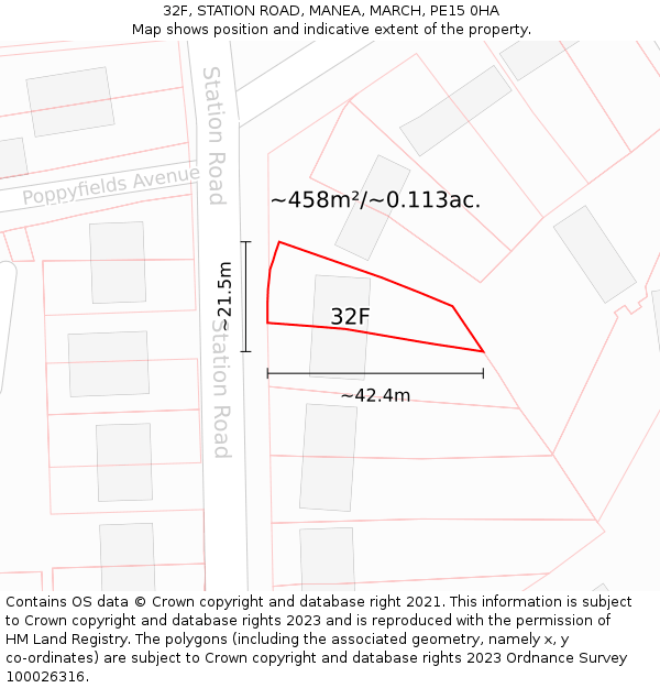 32F, STATION ROAD, MANEA, MARCH, PE15 0HA: Plot and title map