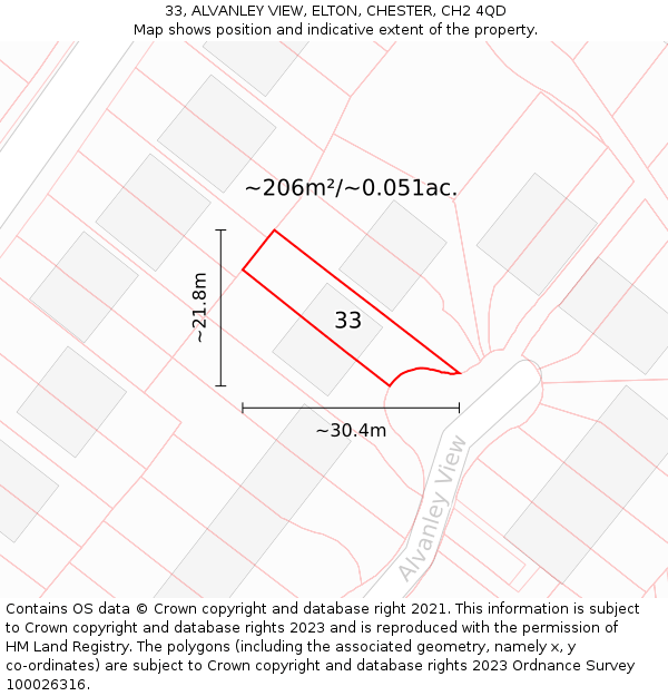 33, ALVANLEY VIEW, ELTON, CHESTER, CH2 4QD: Plot and title map