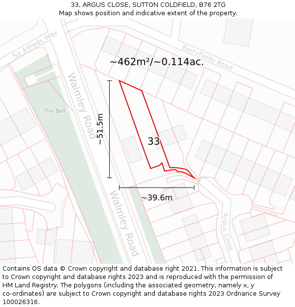 33, ARGUS CLOSE, SUTTON COLDFIELD, B76 2TG: Plot and title map