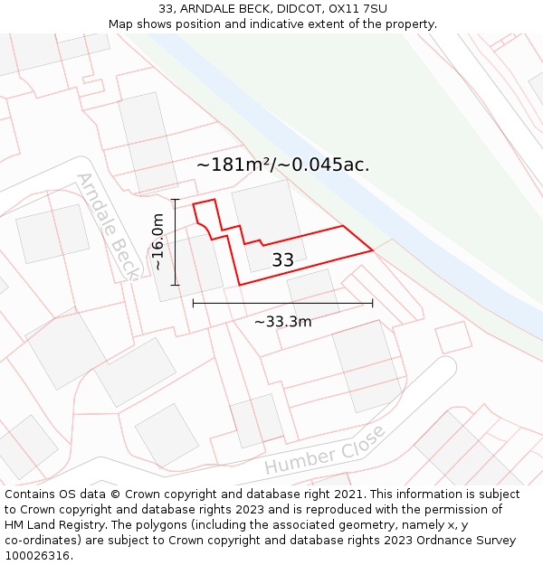 33, ARNDALE BECK, DIDCOT, OX11 7SU: Plot and title map