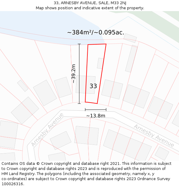 33, ARNESBY AVENUE, SALE, M33 2NJ: Plot and title map