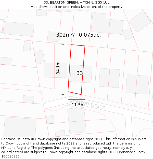 33, BEARTON GREEN, HITCHIN, SG5 1UL: Plot and title map