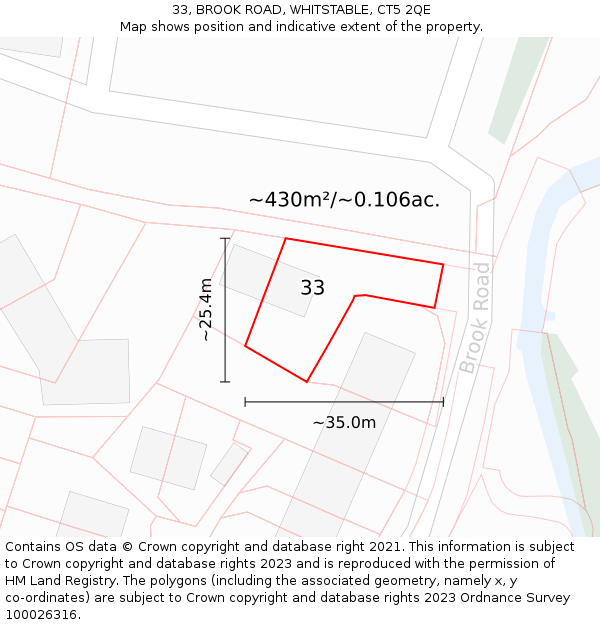 33, BROOK ROAD, WHITSTABLE, CT5 2QE: Plot and title map