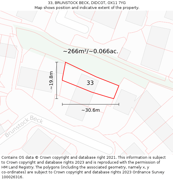 33, BRUNSTOCK BECK, DIDCOT, OX11 7YG: Plot and title map