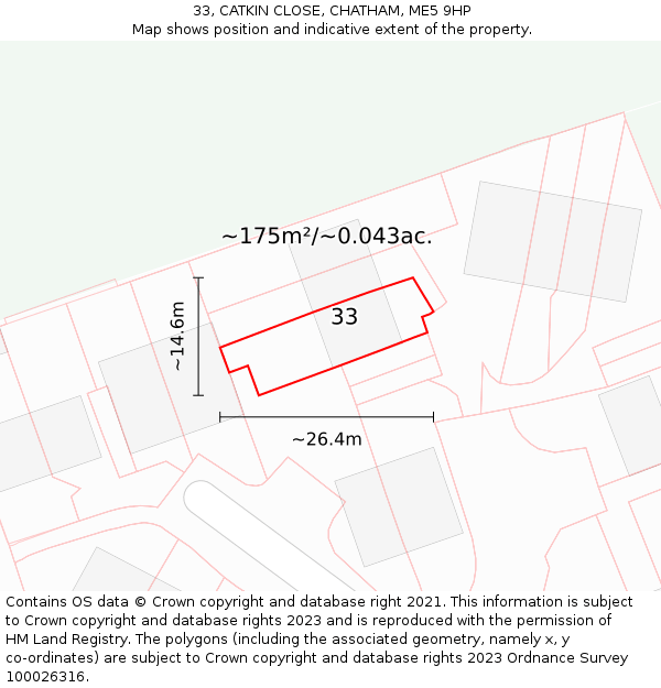 33, CATKIN CLOSE, CHATHAM, ME5 9HP: Plot and title map