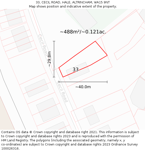 33, CECIL ROAD, HALE, ALTRINCHAM, WA15 9NT: Plot and title map