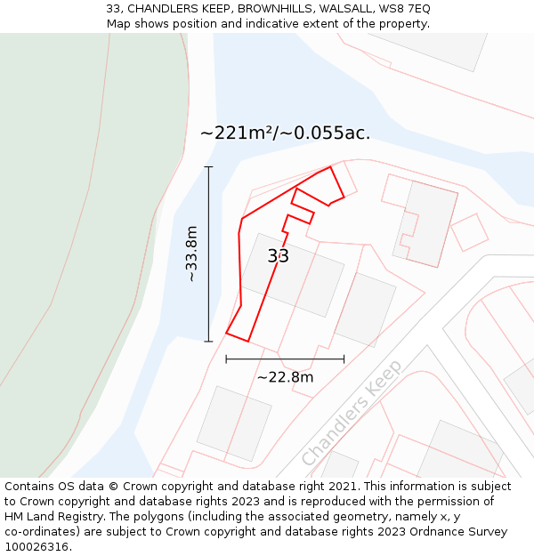 33, CHANDLERS KEEP, BROWNHILLS, WALSALL, WS8 7EQ: Plot and title map
