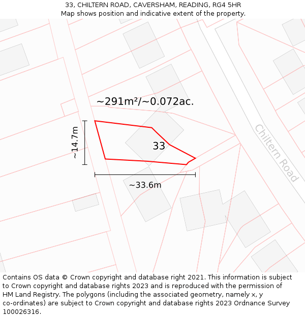 33, CHILTERN ROAD, CAVERSHAM, READING, RG4 5HR: Plot and title map