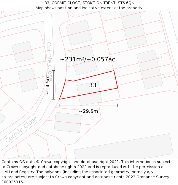 33, CORMIE CLOSE, STOKE-ON-TRENT, ST6 6QN: Plot and title map