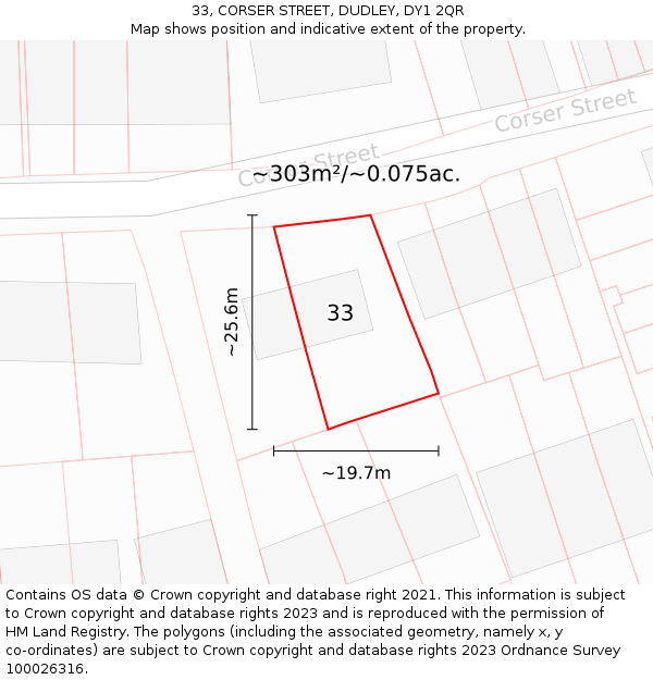 33, CORSER STREET, DUDLEY, DY1 2QR: Plot and title map