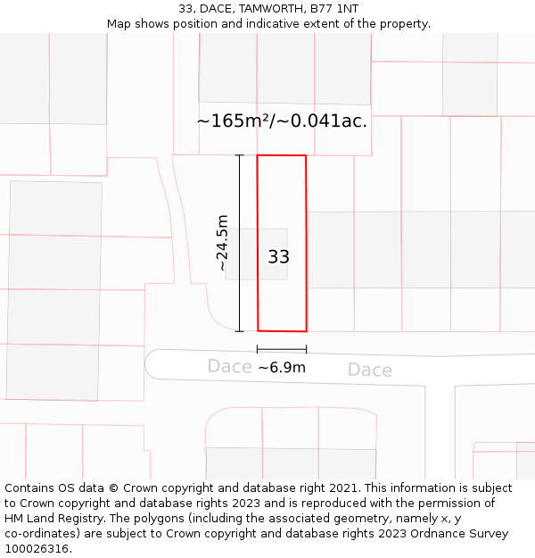 33, DACE, TAMWORTH, B77 1NT: Plot and title map